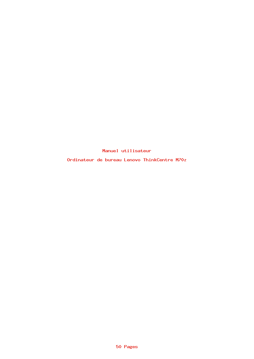 Page 1 de la notice Manuel utilisateur Lenovo ThinkCentre M70z