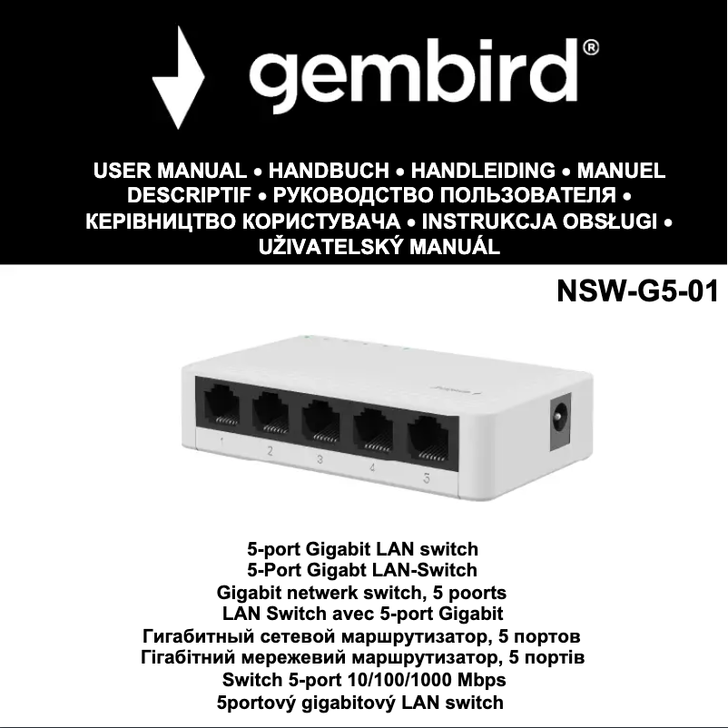 Page 1 de la notice Manuel utilisateur Gembird NSW-G5-01