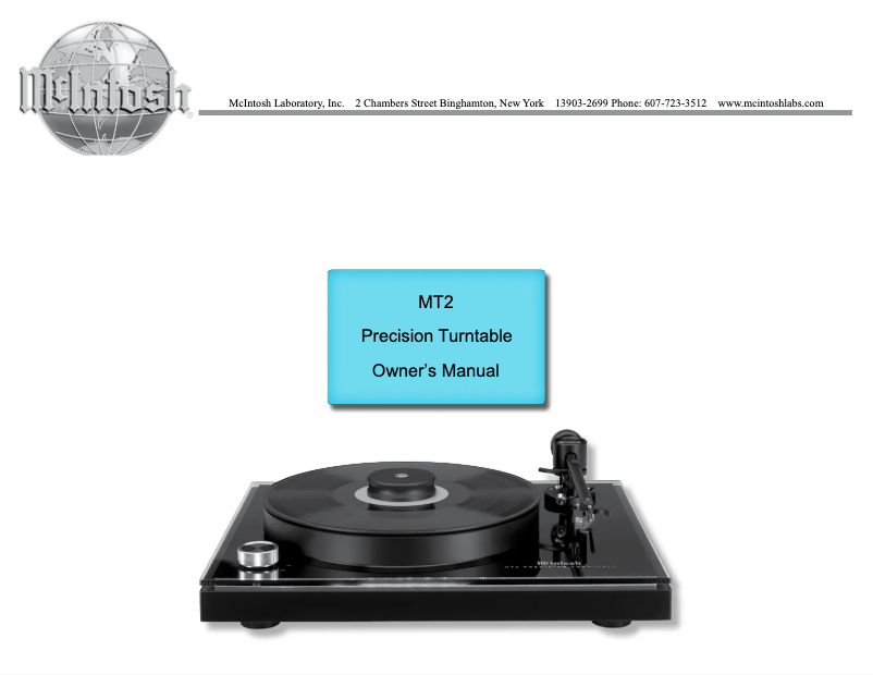Page 1 de la notice Manuel utilisateur McIntosh MT2