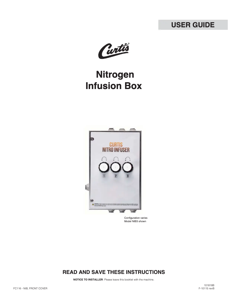 Page 1 de la notice Manuel utilisateur Wilbur Curtis NIB2