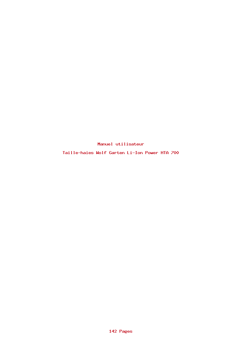 Page 1 de la notice Manuel utilisateur Wolf Garten Li-Ion Power HTA 700