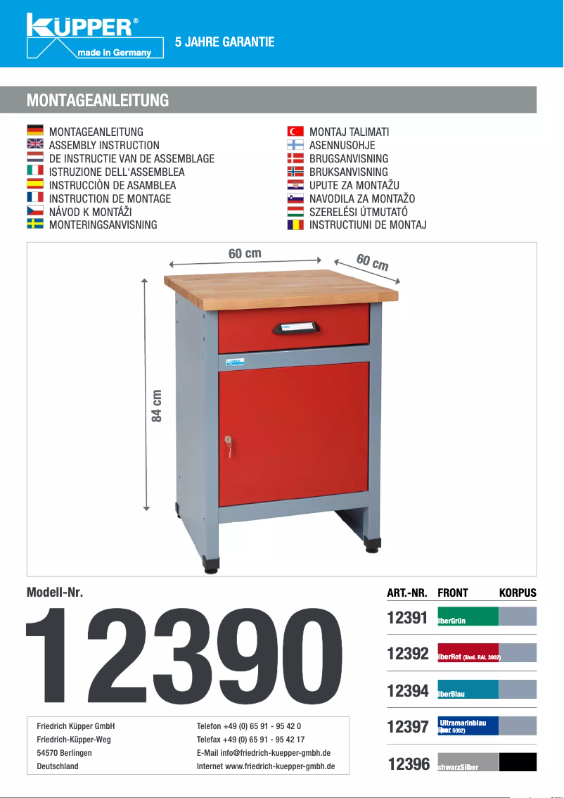 Page 1 de la notice Manuel utilisateur Küpper 12397