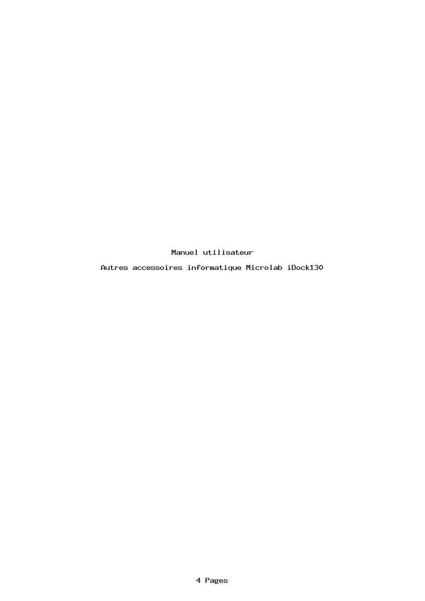 Page 1 de la notice Manuel utilisateur Microlab iDock130