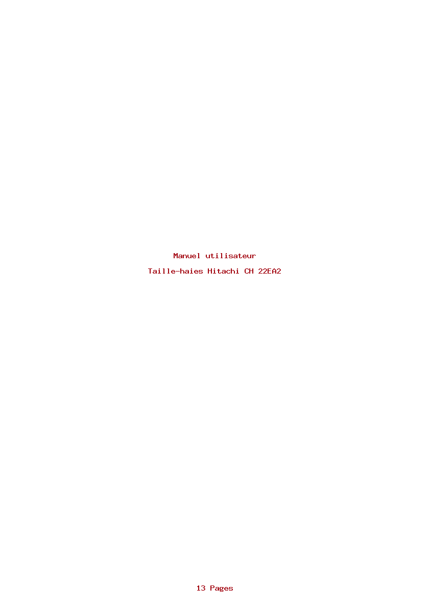 Page 1 de la notice Manuel utilisateur Hitachi CH 22EA2
