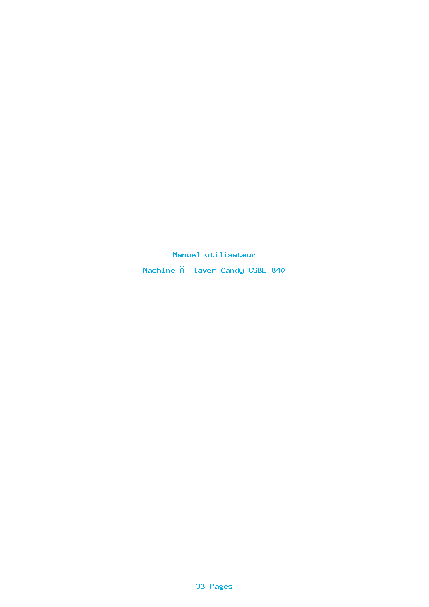 Page 1 de la notice Manuel utilisateur Candy CSBE 840