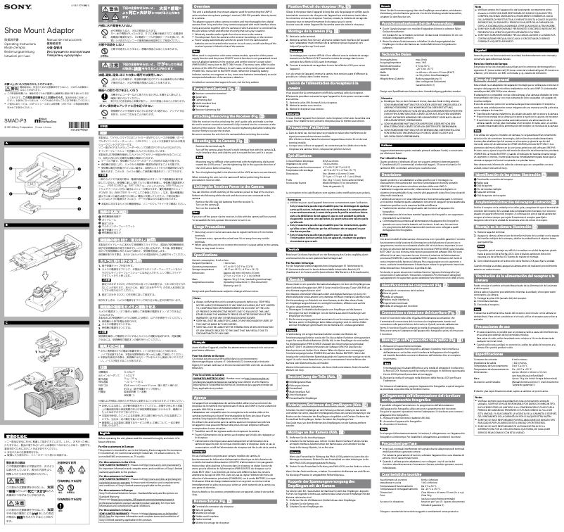 Page 1 de la notice Manuel utilisateur Sony SMAD-P3