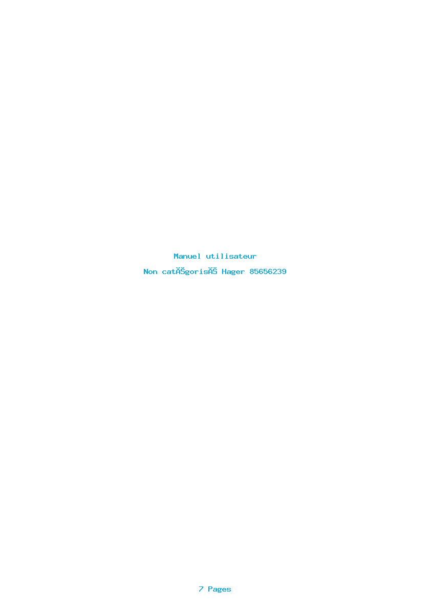 Page 1 de la notice Manuel utilisateur Hager 85656239