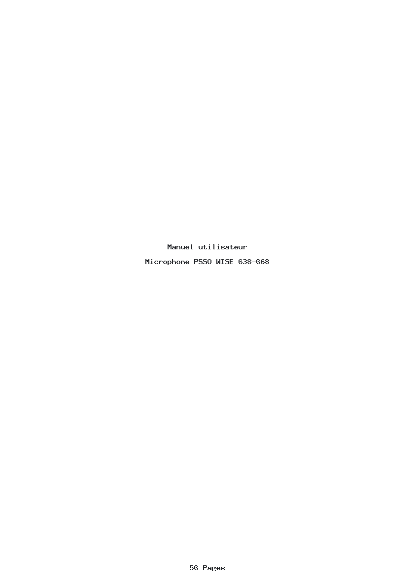 Page 1 de la notice Manuel utilisateur PSSO WISE 638-668