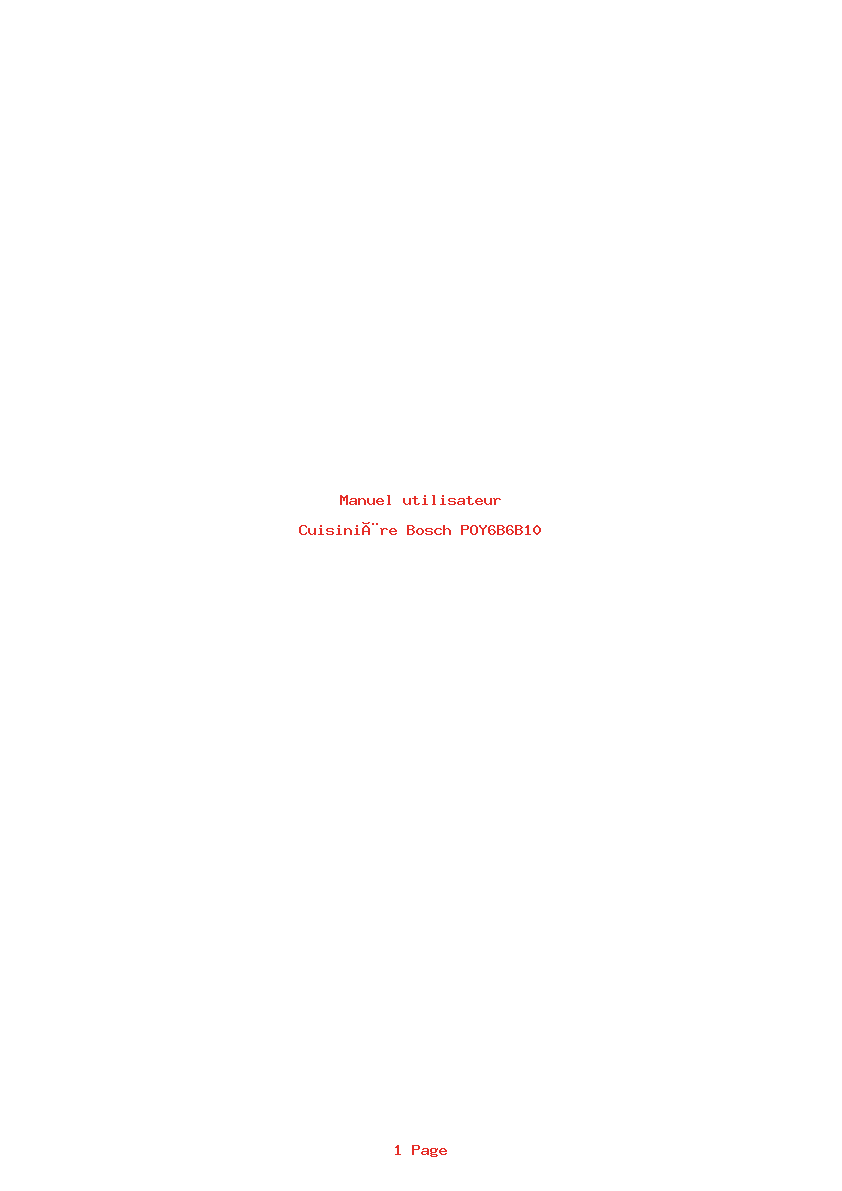 Page 1 de la notice Manuel utilisateur Bosch POY6B6B10