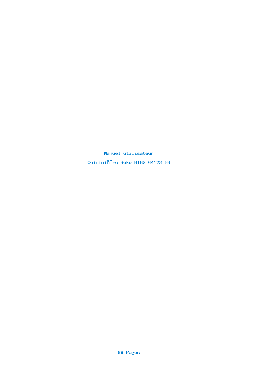 Page 1 de la notice Manuel utilisateur Beko HIGG 64123 SB