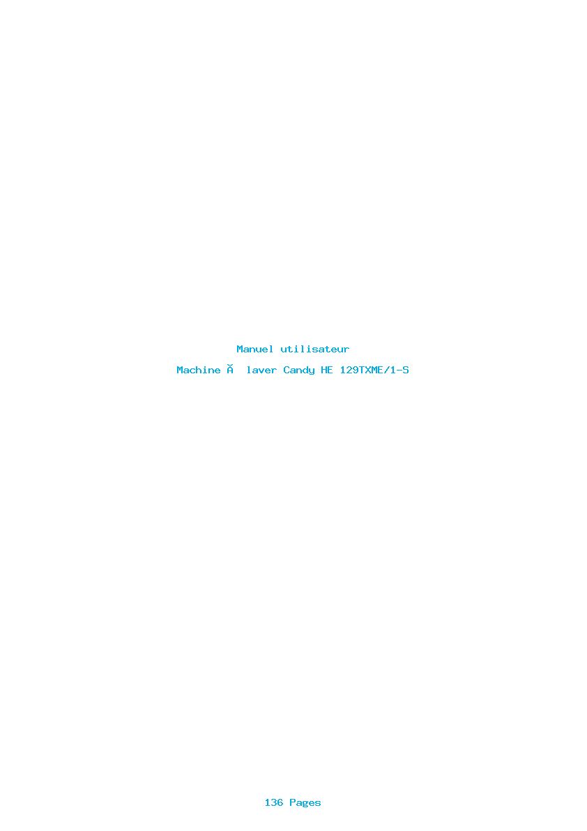 Page 1 de la notice Manuel utilisateur Candy HE 129TXME/1-S