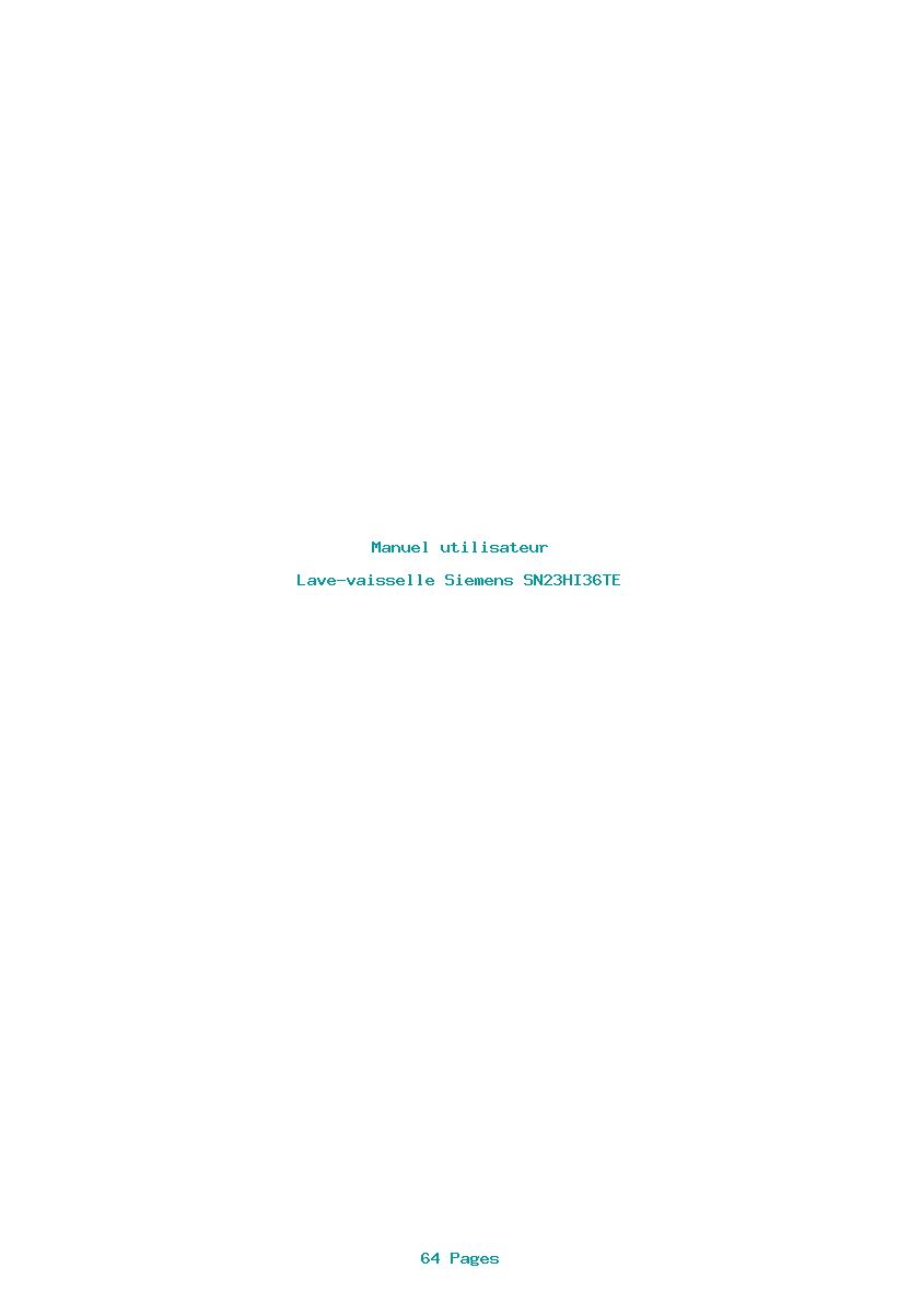 Page 1 de la notice Manuel utilisateur Siemens SN23HI36TE