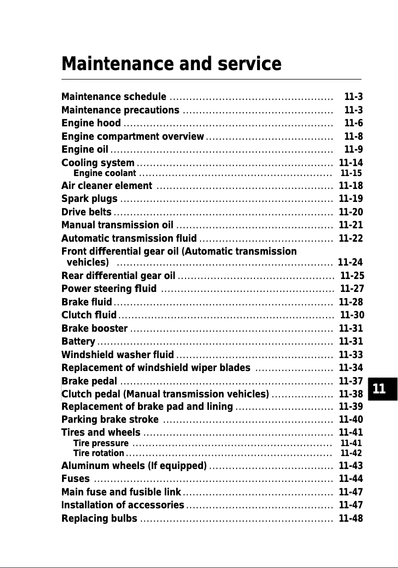 Page 1 de la notice Manuel d'utilisation et d'entretien Subaru Forester (2001)