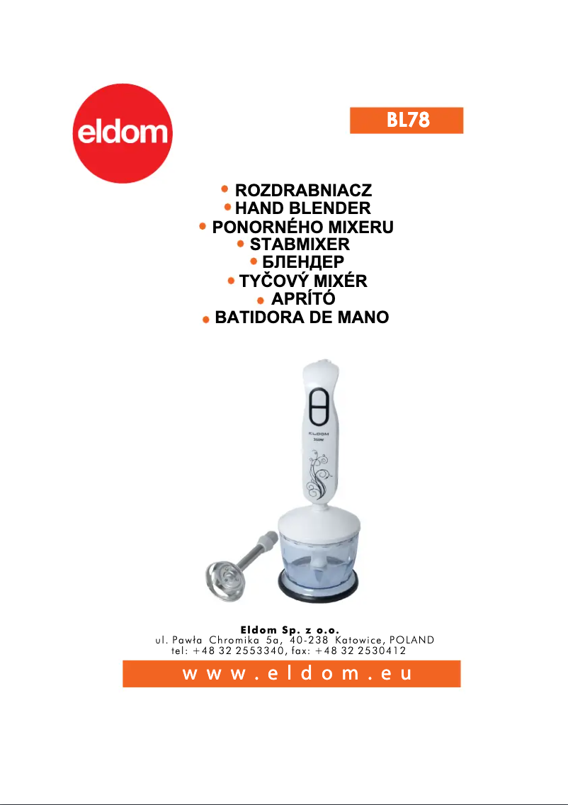 Page 1 of the manual User Manual Eldom BL78