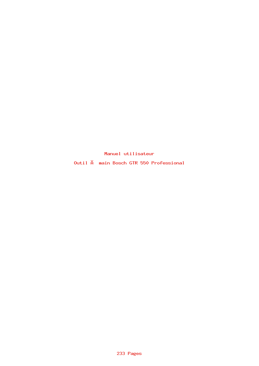 Page 1 de la notice Manuel utilisateur Bosch GTR 550 Professional