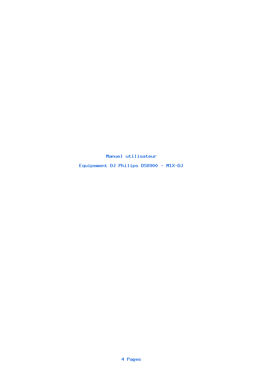 Page 1 de la notice Manuel utilisateur Philips DS8900 - M1X-DJ