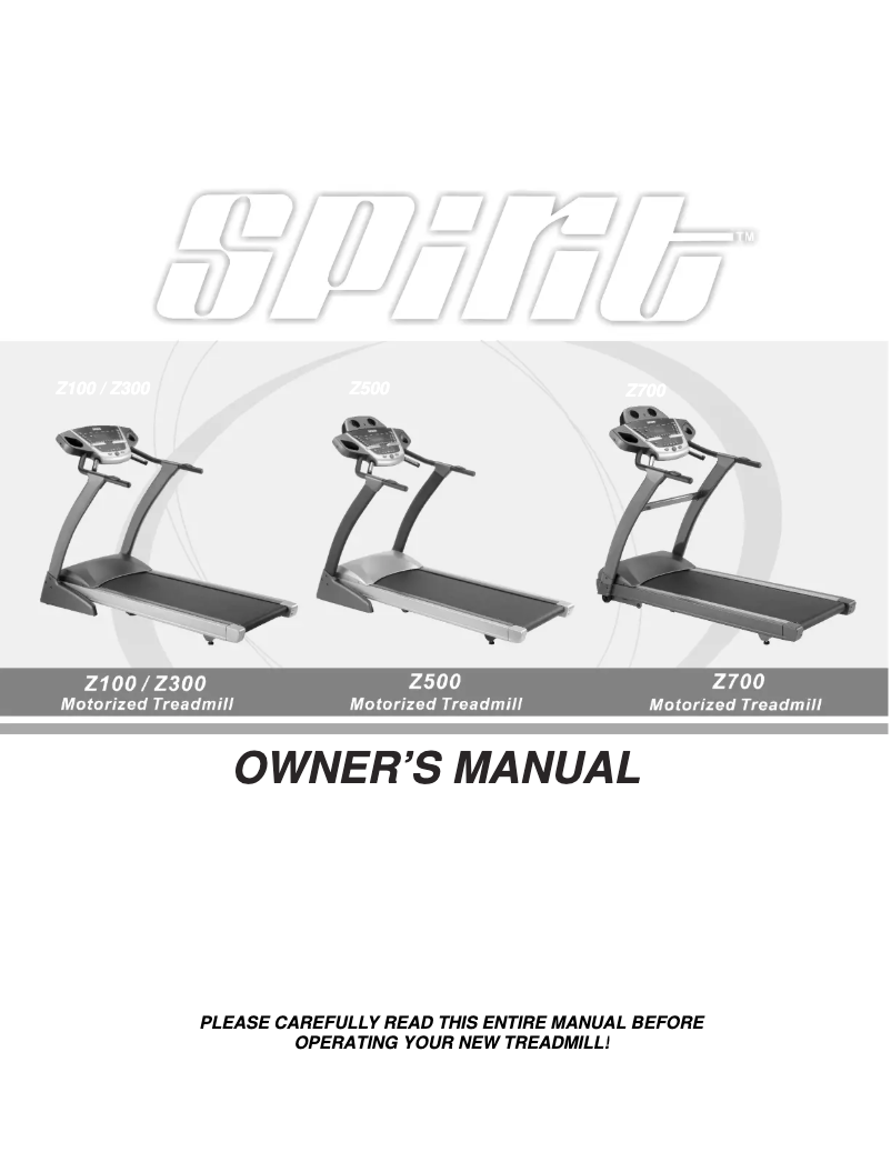 Página 1 del manual Manual de usuario Spirit Z700 Motorized Treadmill