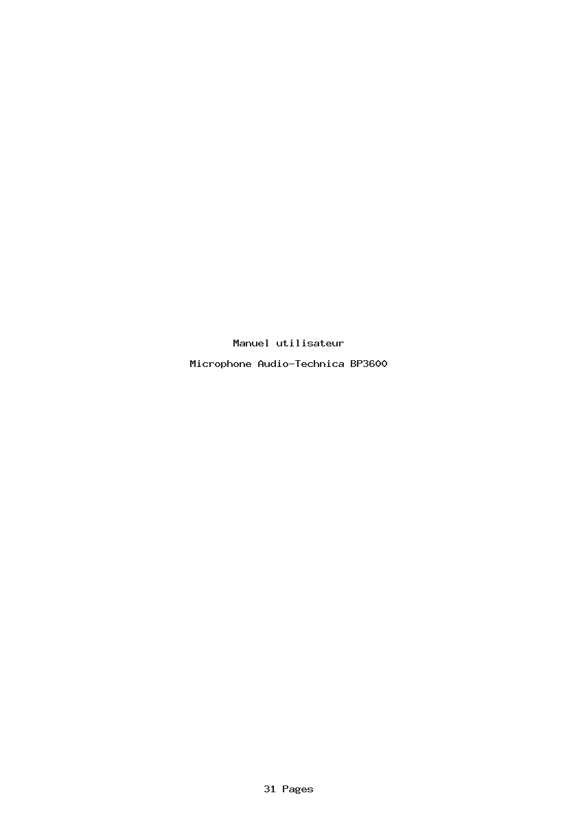 Page 1 de la notice Manuel utilisateur Audio-Technica BP3600