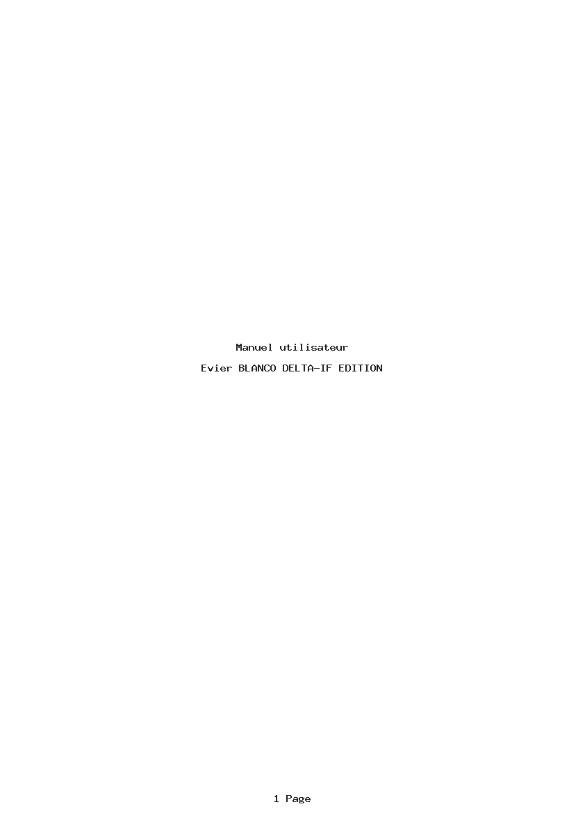 Page 1 de la notice Manuel utilisateur BLANCO DELTA-IF EDITION