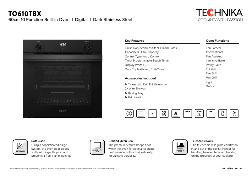 Página 1 del manual Ficha técnica Technika TO610TBX