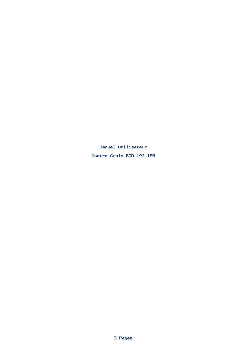 Page 1 de la notice Manuel utilisateur Casio BGD-102-1ER