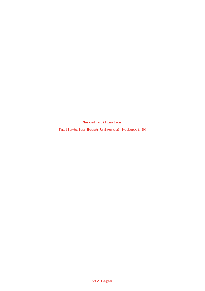 Page 1 de la notice Manuel utilisateur Bosch Universal Hedgecut 60
