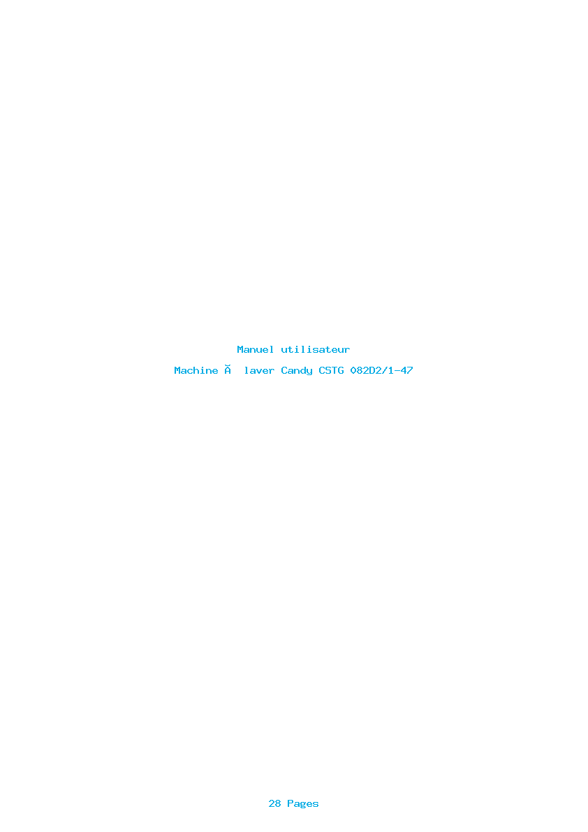 Page 1 de la notice Manuel utilisateur Candy CSTG 082D2/1-47