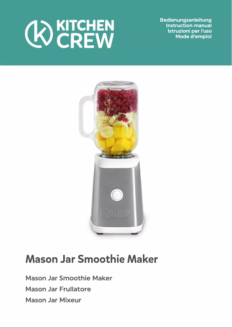Page 1 of the manual User Manual Kitchen Crew Mason Jar 940924