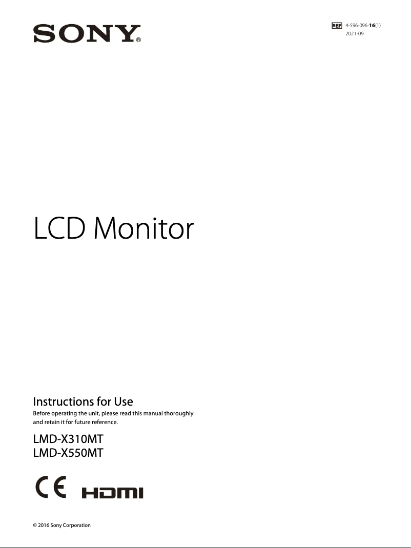 Page 1 de la notice Manuel utilisateur Sony LMD-X550MT