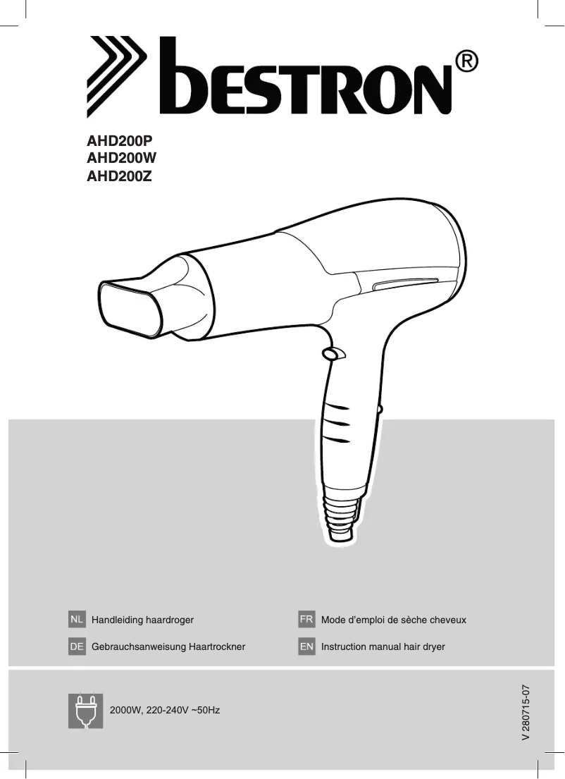 Page 1 de la notice Manuel utilisateur Bestron AHD200P