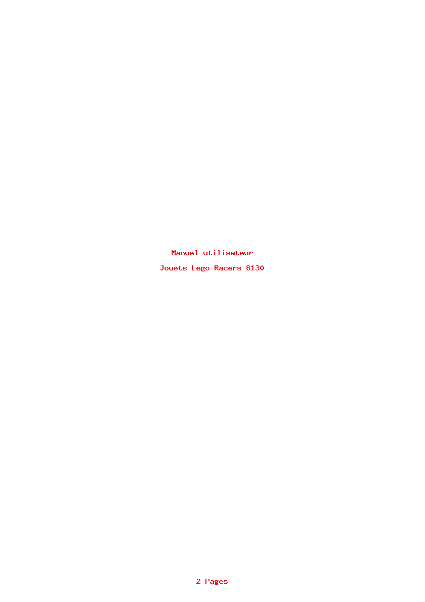 Page 1 de la notice Manuel utilisateur Lego Racers 8130