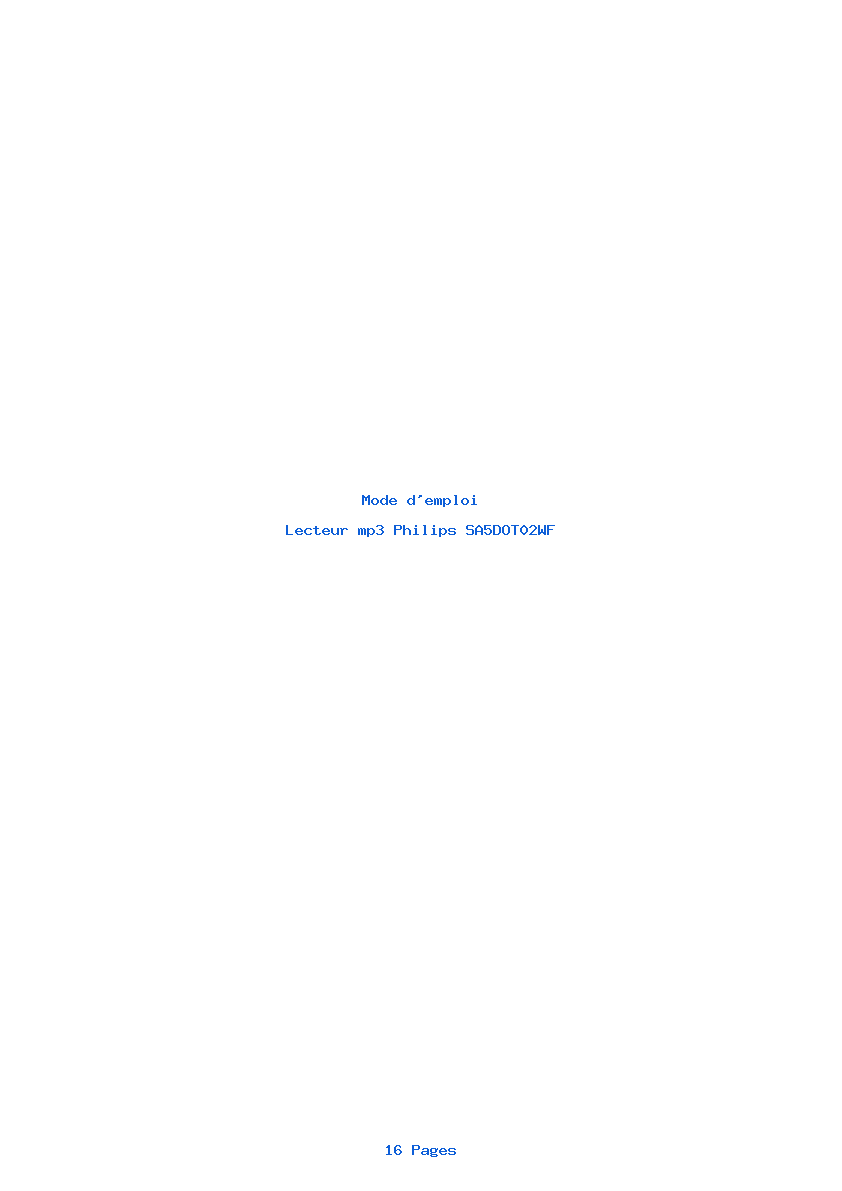 Page 1 de la notice Mode d'emploi Philips SA5DOT02WF