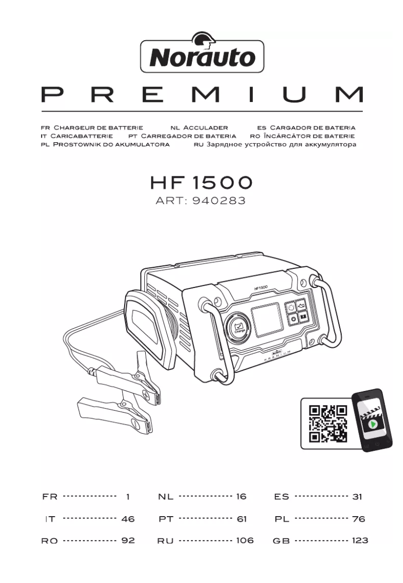 Page 1 de la notice Manuel utilisateur Norauto HF 1500