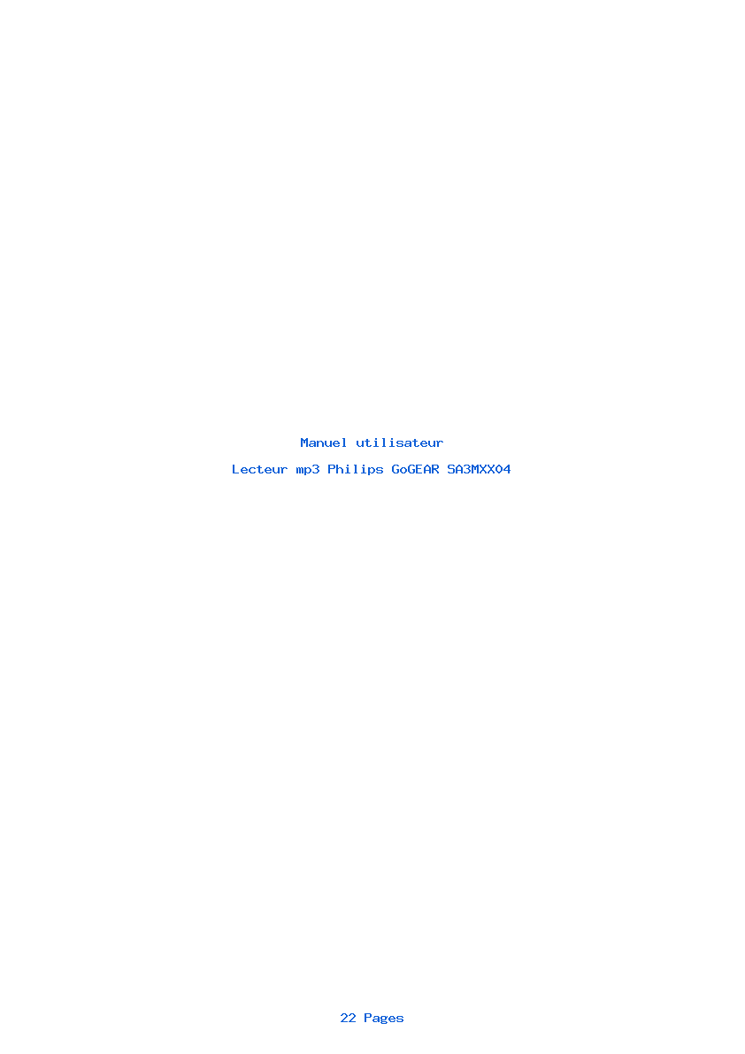 Page 1 de la notice Manuel utilisateur Philips GoGEAR SA3MXX04