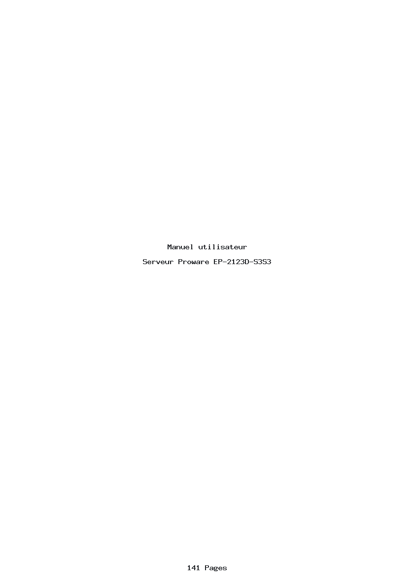Page 1 de la notice Manuel utilisateur Proware EP-2123D-S3S3