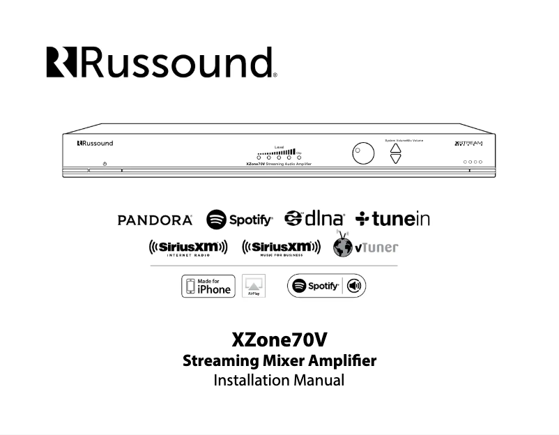 Page 1 de la notice Manuel utilisateur Russound XZone70V