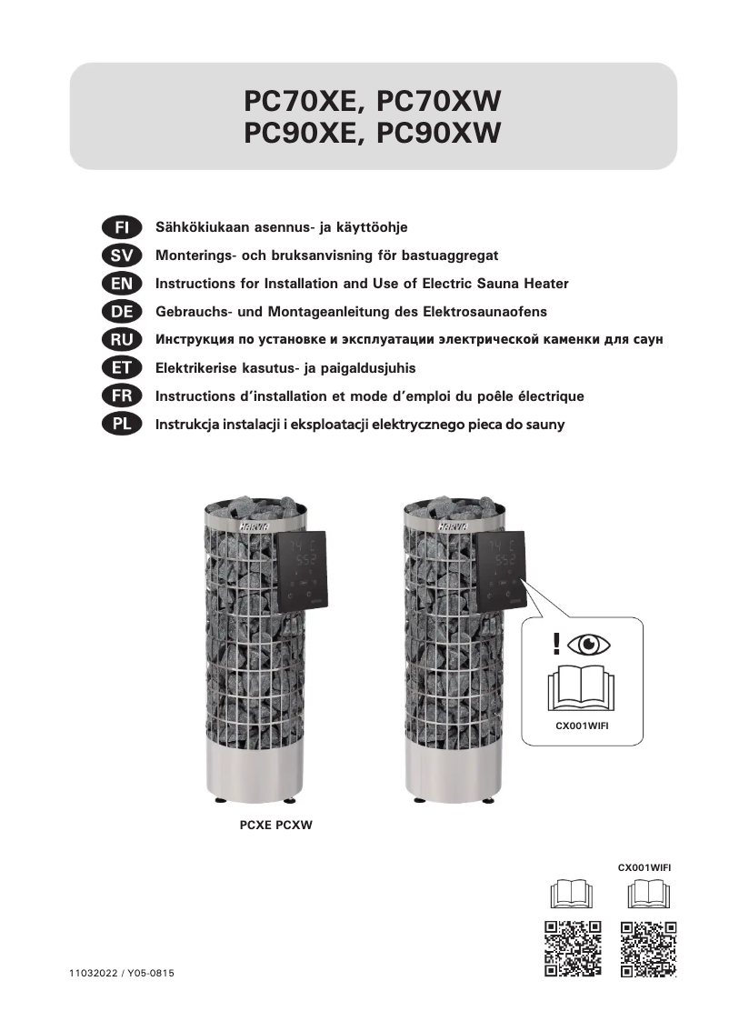 Page 1 de la notice Manuel utilisateur Harvia Cilindro PC70XE HPC7004MXE