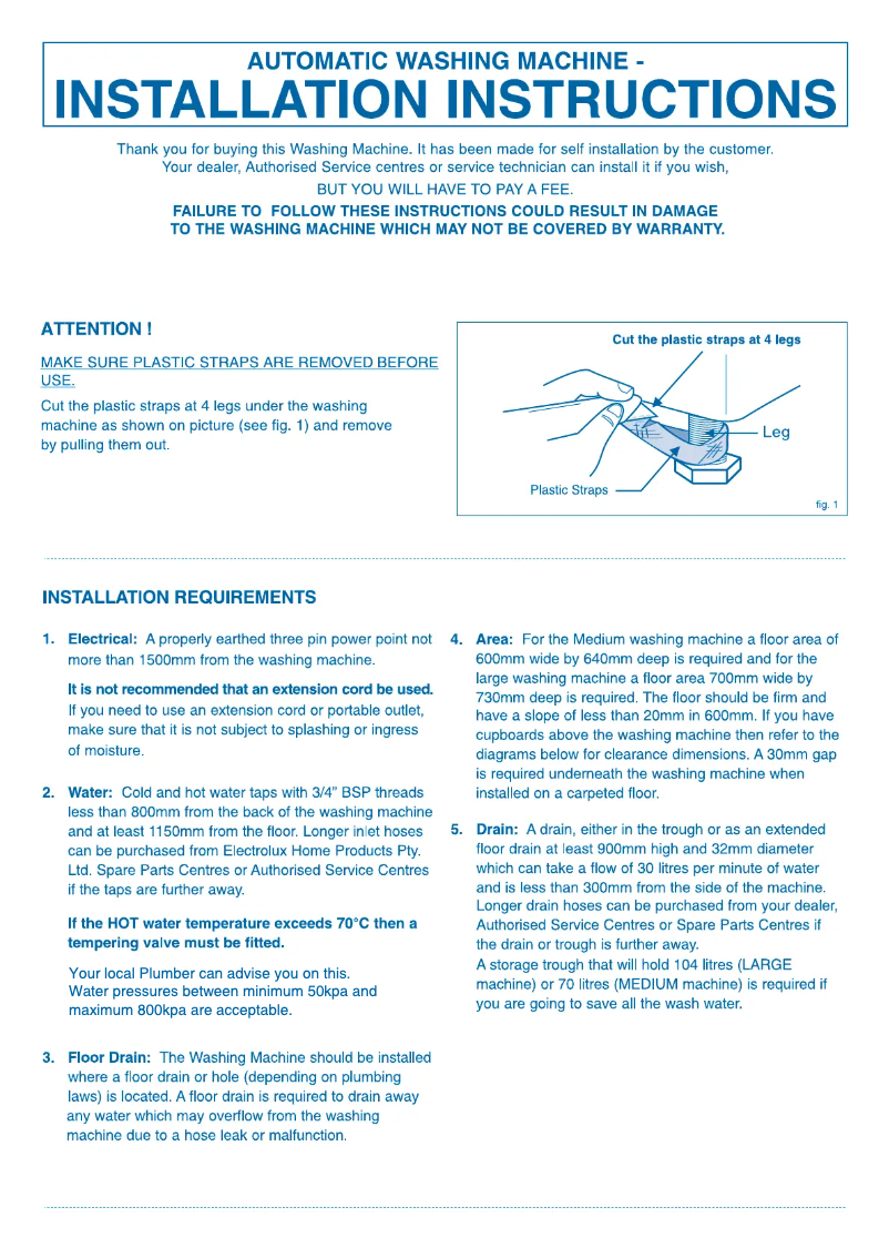 Page 1 de la notice Guide d'installation Westinghouse WWT9084C7WA