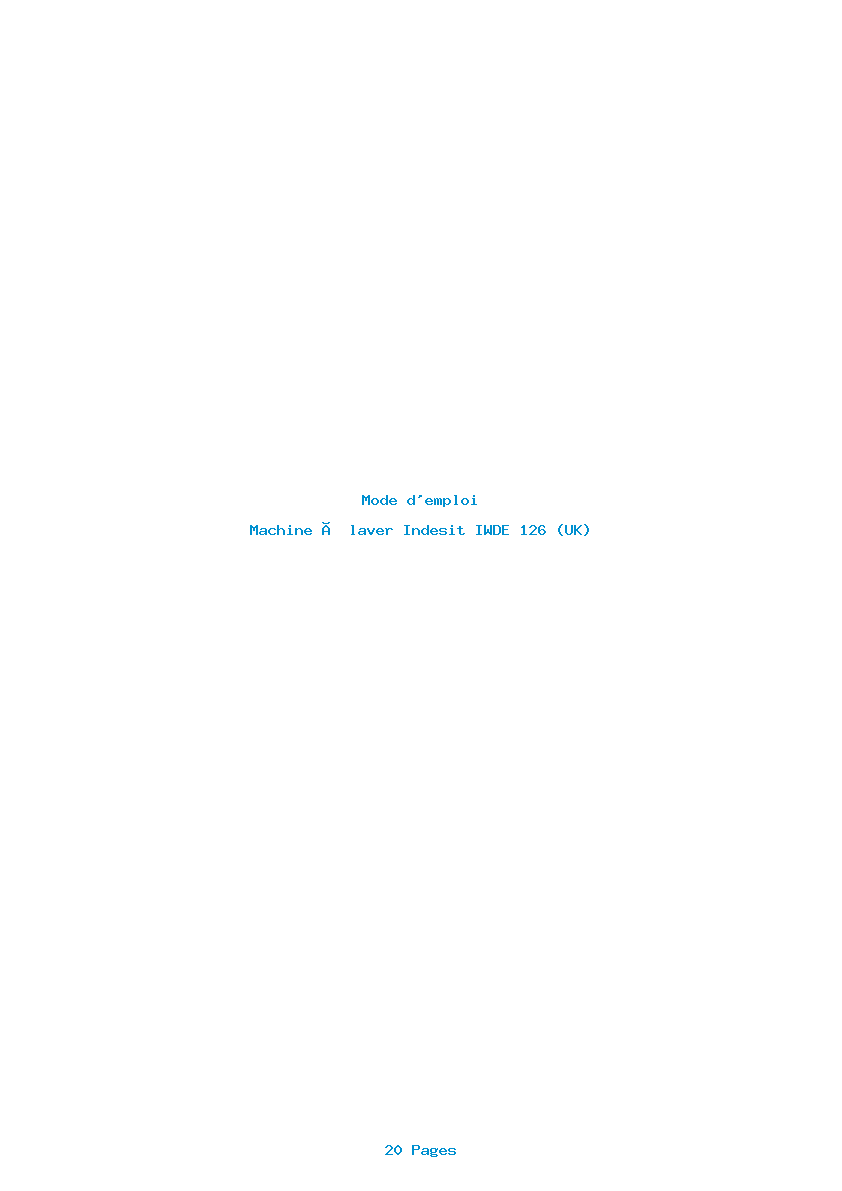 Page 1 de la notice Mode d'emploi Indesit IWDE 126 (UK)