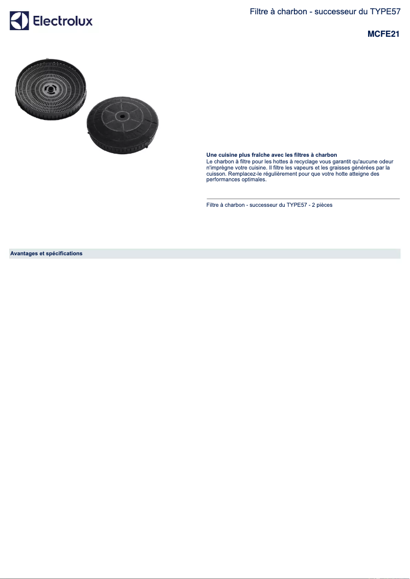 Page 1 de la notice Manuel utilisateur AEG MCFE21