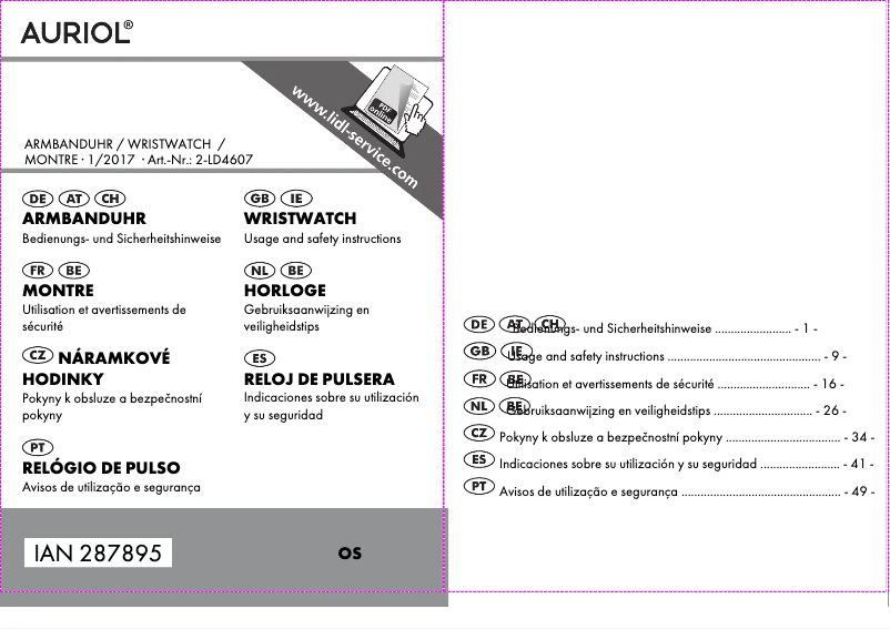 Page 1 de la notice Manuel utilisateur Auriol IAN 287895
