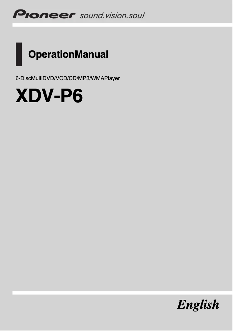 Page 1 de la notice Manuel utilisateur Pioneer XDV-P6