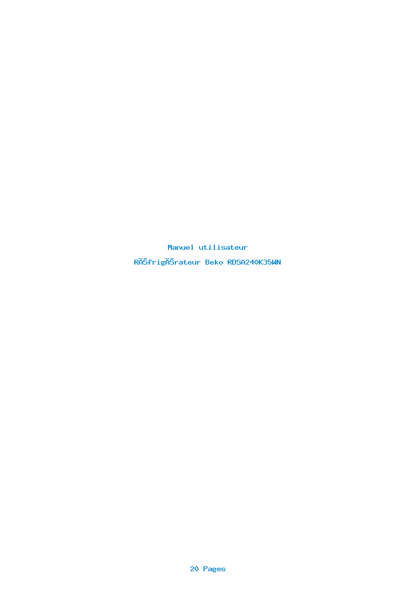 Page 1 de la notice Manuel utilisateur Beko RDSA240K35WN