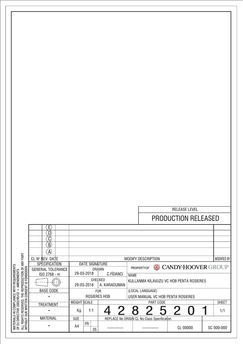 Page 1 de la notice Manuel utilisateur Rosieres RH 64 XP