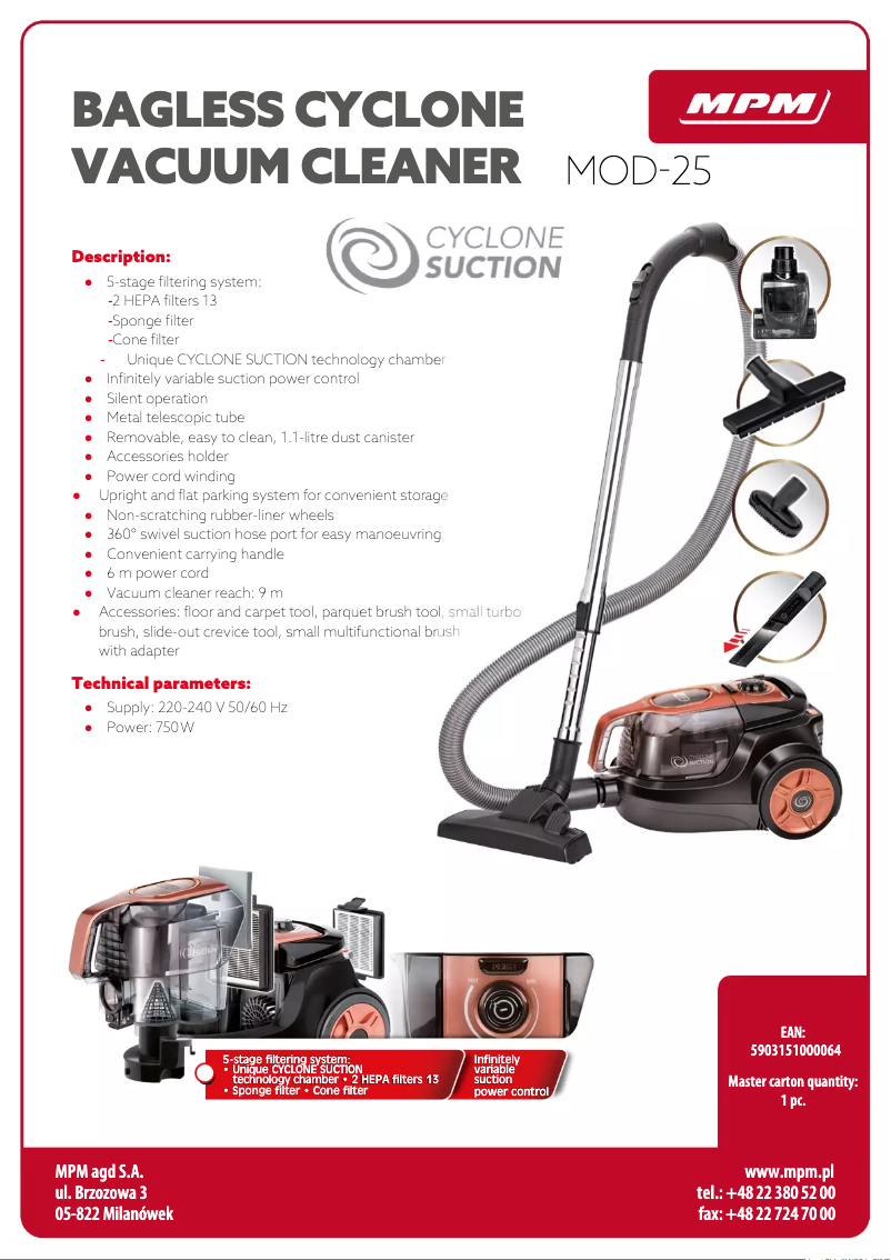 Page 1 de la notice Fiche technique MPM MOD-25