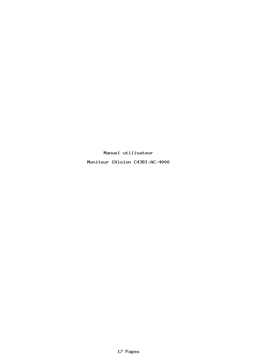 Page 1 de la notice Manuel utilisateur GVision C43BI-AC-4000