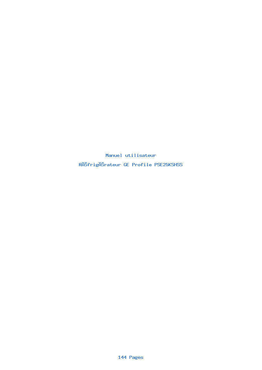 Page 1 de la notice Manuel utilisateur GE Profile PSE25KSHSS