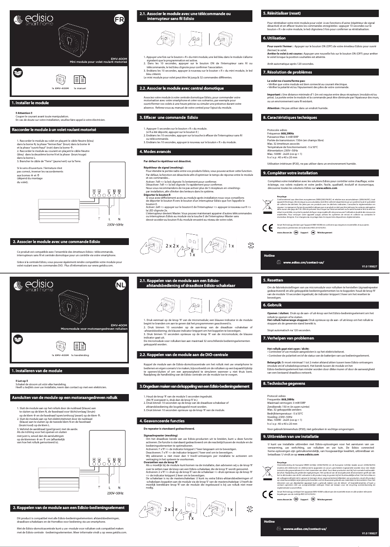 Page 1 de la notice Manuel utilisateur Edisio EMV-400M