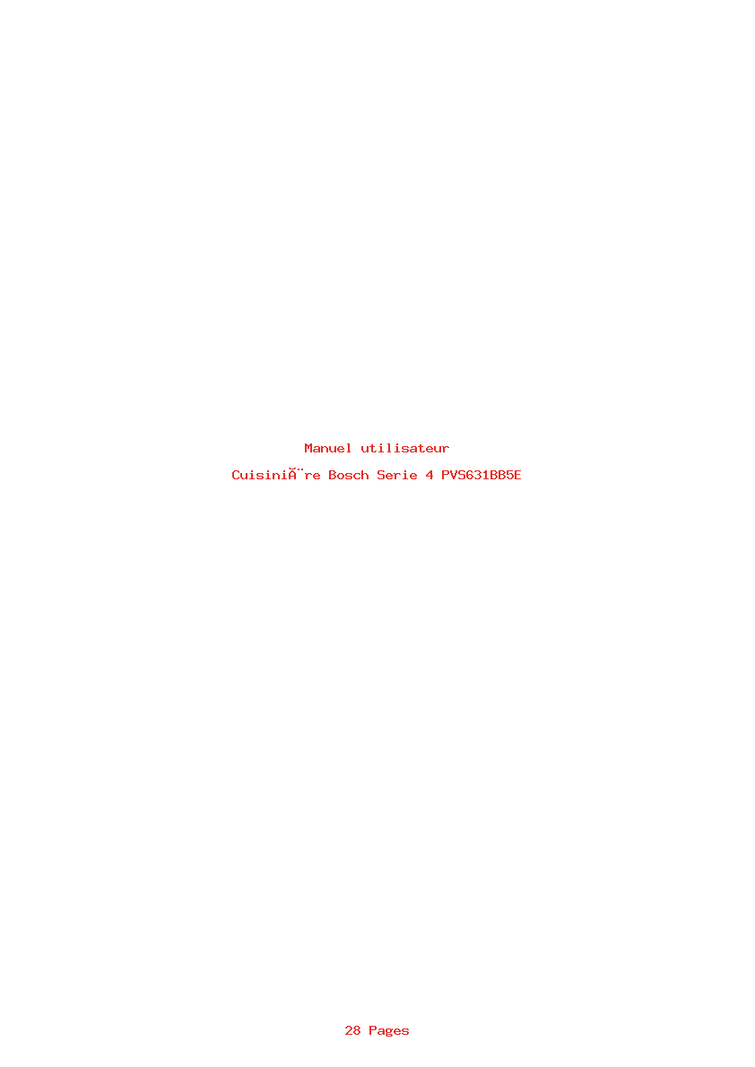 Page 1 de la notice Manuel utilisateur Bosch Serie 4 PVS631BB5E