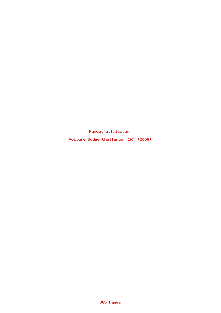 Page 1 de la notice Manuel utilisateur Dodge Challenger SRT (2008)